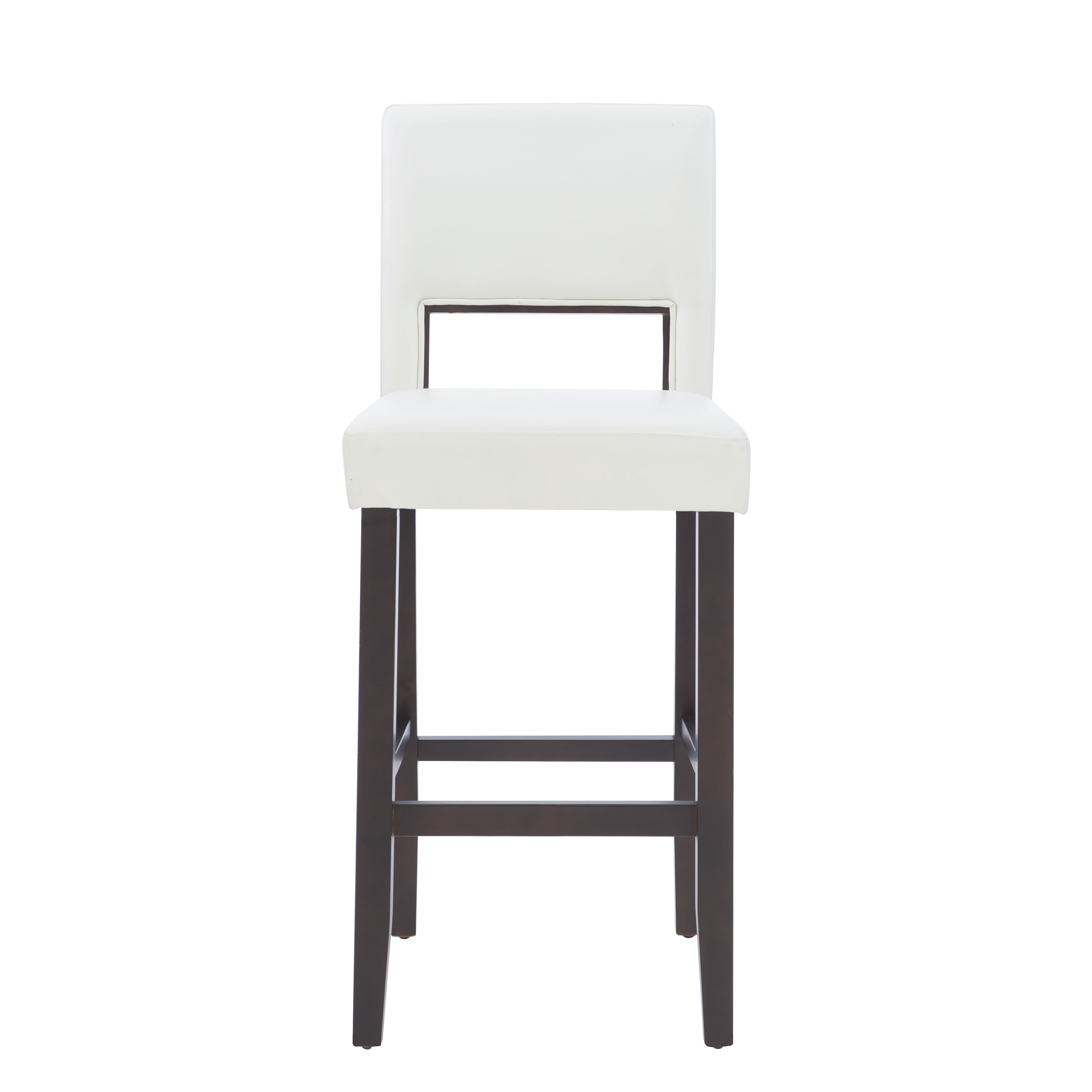 Linon Jevon 30" Mid Back Indoor Upholstered Bar Stool, Espresso/ White Faux Leather