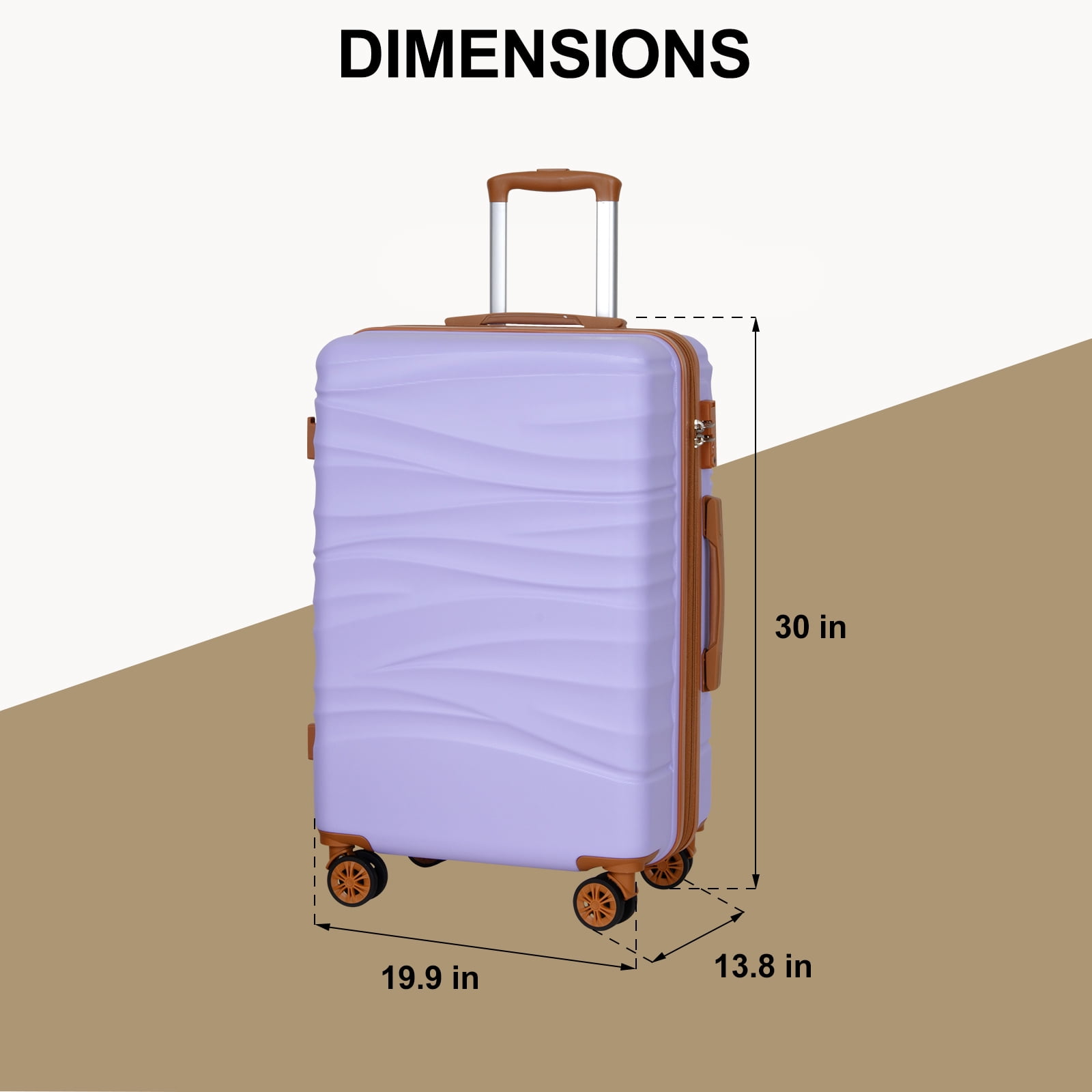 SUNSPIRE 30" Large Checked Suitcase with YKK Zippers and Dual Spinner Wheels Hardside Purple