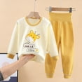 thumbnail image 2 of Otqutp 2 Pcs Toddler Girls Boys Baby Soft Pullover Pajamas 0-4 Years Toddler Fashion Prints Hight Elastic Waist Long Sleeve Sleepwear Long Pants Sets(B-Yellow,18-24 Months), 2 of 3
