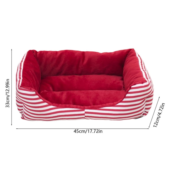 Rkxzt Polyester Cat Bed Christmas Stripe Pet Bed for Cats and Dogs Soft Cave Bed 45x33x12cm Cozy Foldable,Holiday Products|Polyester,Red