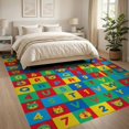 thumbnail image 3 of ODIKA 8'x10' Washable Area Rug Durable, Non-Slip Alphabet Letter Abc Chart Teaching Creatures Classroom Large for Living Room, Under Sectional, Family, 3 of 4
