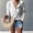 White, variant on Womens Henley Shirts V Neck Long Sleeve Button Down Tops Warm Waffle Knit Tees