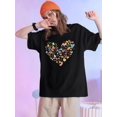 thumbnail image 1 of Women's Casual Crew Neck T-Shirt with Colorful Heart Print, Knit Fabric with Slight Stretch, All-Season Short Sleeve Top, 1 of 5