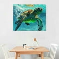 thumbnail image 3 of AWERP Sea Turtle Canvas Wall Art Green Bathroom Wall Decor Beach Theme, Nautical Decor for Bathroom Bedroom Living Room, Coastal Wall Decor Framed Wall Art Ready to Hang picture 3, 3 of 5
