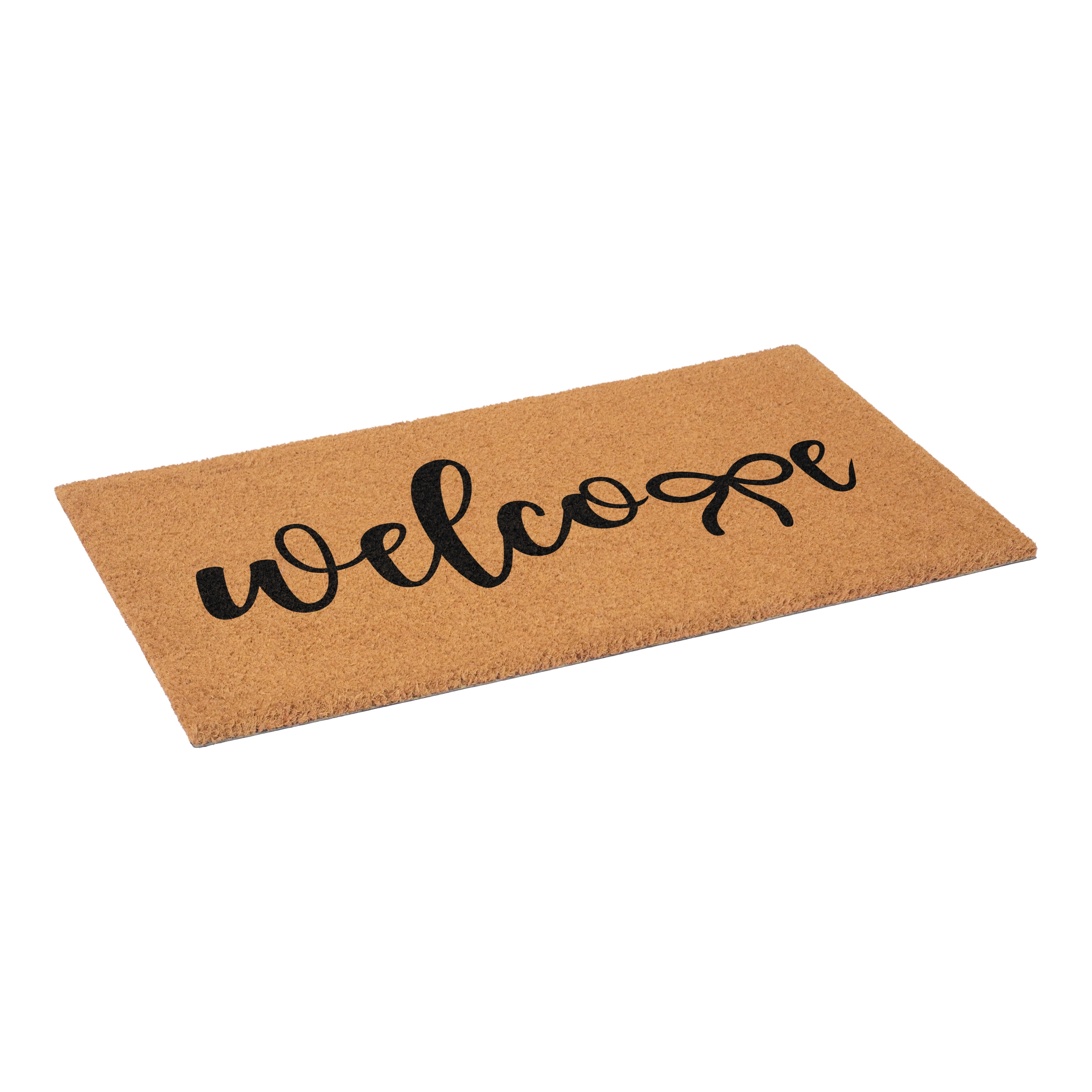 Black Welcome Bow Doormat, 17" x 29"