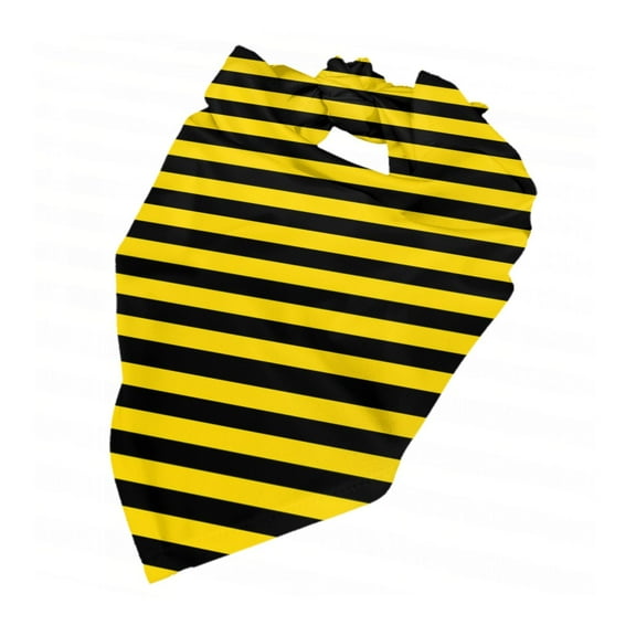 Yellow-Black-Bee-Stripes Puppy Bandana Printing Dog Bib Scarf For Small Medium Large Dogs Cats Pets