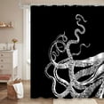 thumbnail image 2 of LALILO Octopus Vintage Style Line Animal Retro Wallpaper Shower Curtain, 72x72 in, 12 Hooks, 2 of 6