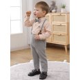 thumbnail image 4 of CARETOO Toddler Baby Boy Clothes Suit Gentleman Wedding Formal Dress Shirt Bowtie Suspender Pants, 4 of 13