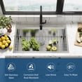 thumbnail image 3 of 33 Inch Undermount Kitchen Sink, 304 Stainless Steel Double Bowl, Dual Mount Drop-In or Undermount, Noise Reduction, Heavy Duty Modern Design, Rust Resistant Finish, 3 of 20