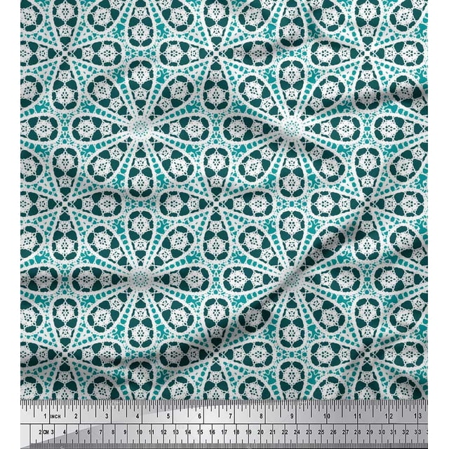Soimoi Cotton Poplin Fabric Floral Block Decor Fabric Printed Yard 56 Inch Wide