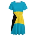thumbnail image 4 of Bahamas Flag Dress Fashion Beach Short Sleeve Dresses Female Party Printed Sundress, 4 of 7