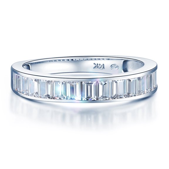 Wellingsale Ladies Solid 14k White Gold Polished CZ Cubic Zirconia Wedding Band - Size 4