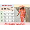 thumbnail image 2 of Grande Taille pour Femme Manches Longues Imprimé Revers Cravate Robe Wrap Midi Robe(Bleu XL), 2 of 3