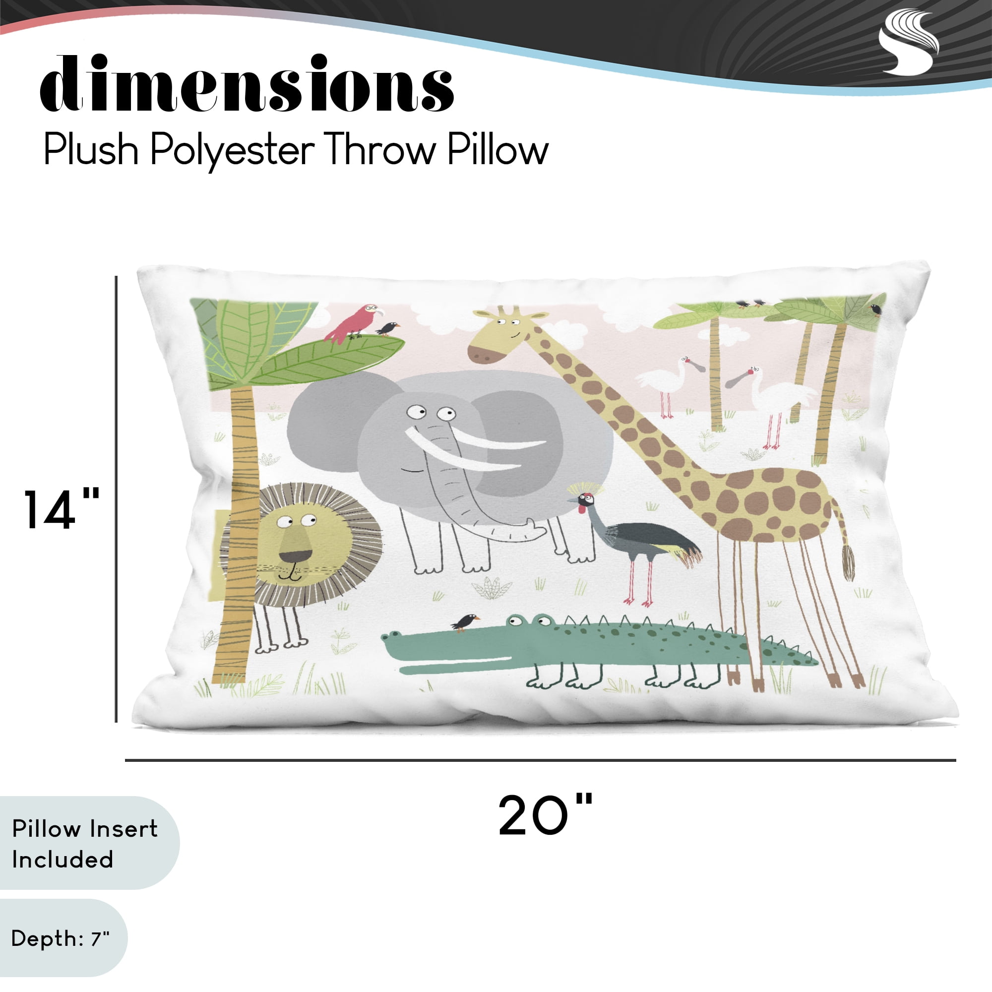 Stupell Industries Safari Animals Out and About Decorative Printed Throw Pillow, design by Carla Daly, 14 x 7 x 20