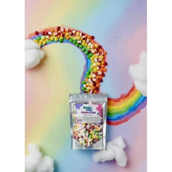 Omega Bursts Freeze Dried Rainbow Bursts – Colorful Fruity Candy Crunch, 5 oz Resealable Pouch
