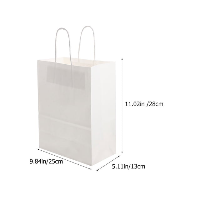 LOLIPPYY 10Pcs White Handled Paper Bags Bulk for Wrapping Food and Restaurant Takeout