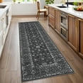 thumbnail image 2 of GlowSol 2'x6' Hallway Runner Rug Indoor Vintage Floral Print Non Slip Bedroom Runners for Laundry Kitchen, Black, 2 of 8
