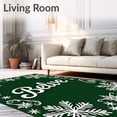 thumbnail image 2 of ODIKA 8'x10' Machine Washable Non-Slip Area Rug, Whimsical Snowflake Believe Lettering with Frosted Motifs High Traffic Rug with Pad, Green, 625489, 2 of 8