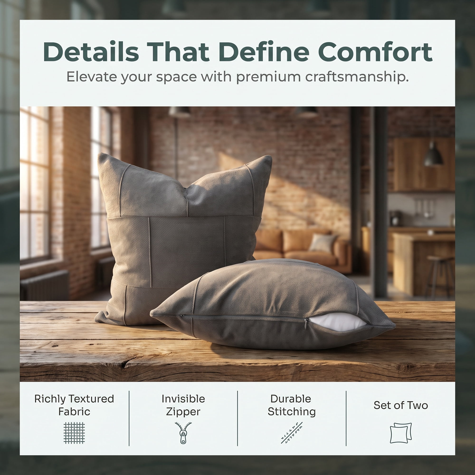 Unique Bargains 2Pcs Grid Textured Throw Pillow Covers Couch Cushion Cases Grey 18"x18"