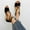 Black, variant on Mefallenssiah Women'S Fish Mouth Slippers Poe Heel Belt Bag Heel Back Zipper Roman Sandals