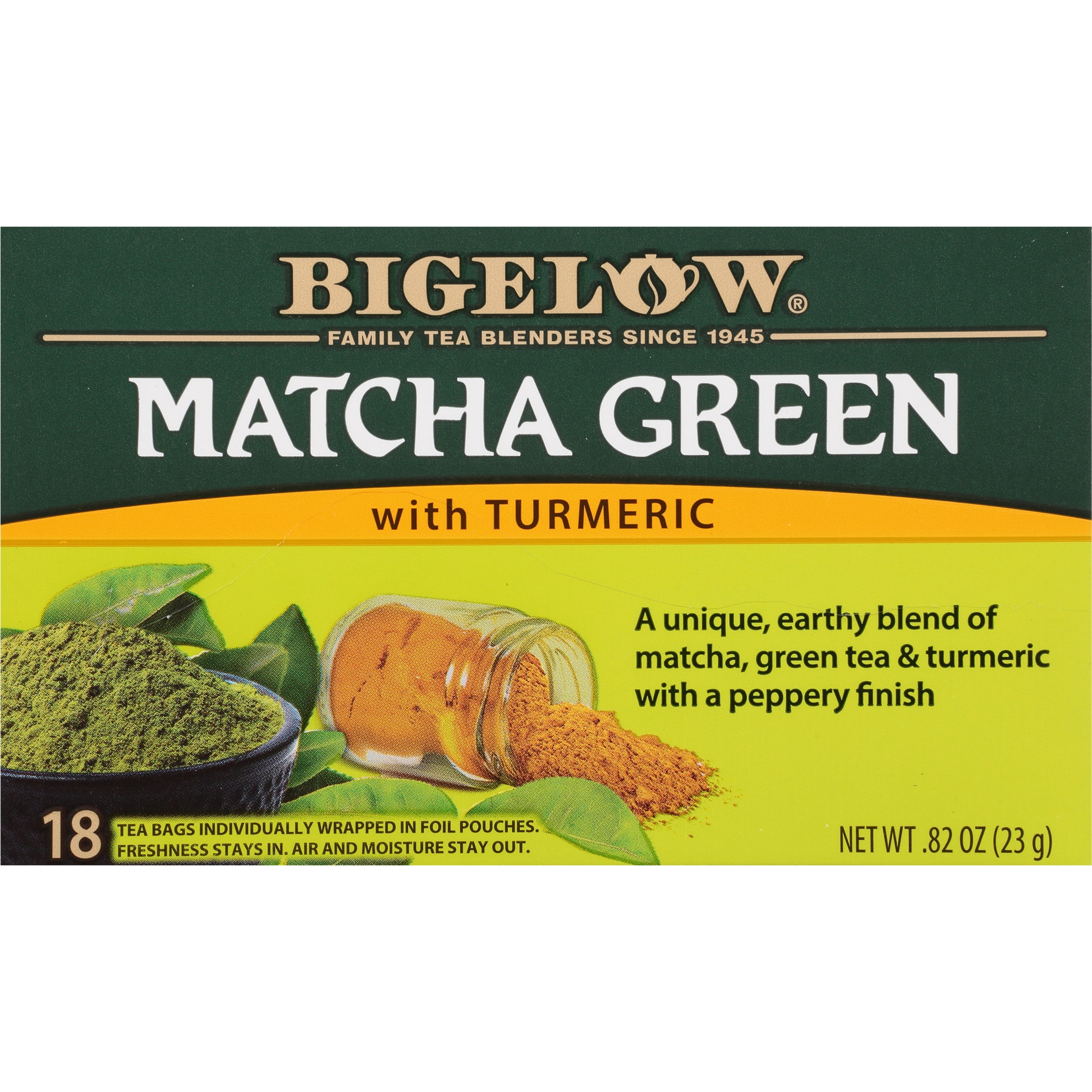 Bigelow Matcha Green Tea with Turmeric, Tea Bags, 18 Count