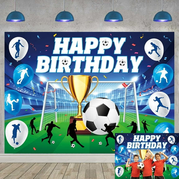 Soccer Themed Happy Birthday Cool Backdrop Sports Theme Football Field Photography Background for Boys Soccer Theme Birthday Party Decorations Supplies