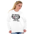 thumbnail image 3 of Breast Cancer Lord Will Fight For You Women Plus Size Crewneck Sweatshirt Brisco Brands 3X, 3 of 5