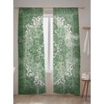 thumbnail image 2 of Sheer Curtains 96 Inches Long 2 Panels Set for Living Room, Green Bohemia Semi Sheer Curtains for Windows, Vintage Abstract Ethnic Geometric Art Voile Window Treatments Rod Pocket Curtain, 2 of 3
