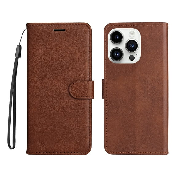 Allytech Wallet Phone Case for iPhone 15 Pro Max, Retro PU Leather Flip Folio Stand Cards Holder Wallet Case Cover with Hand Wrist Shockproof Protective Case for Apple iPhone 15 Pro Max - Brown