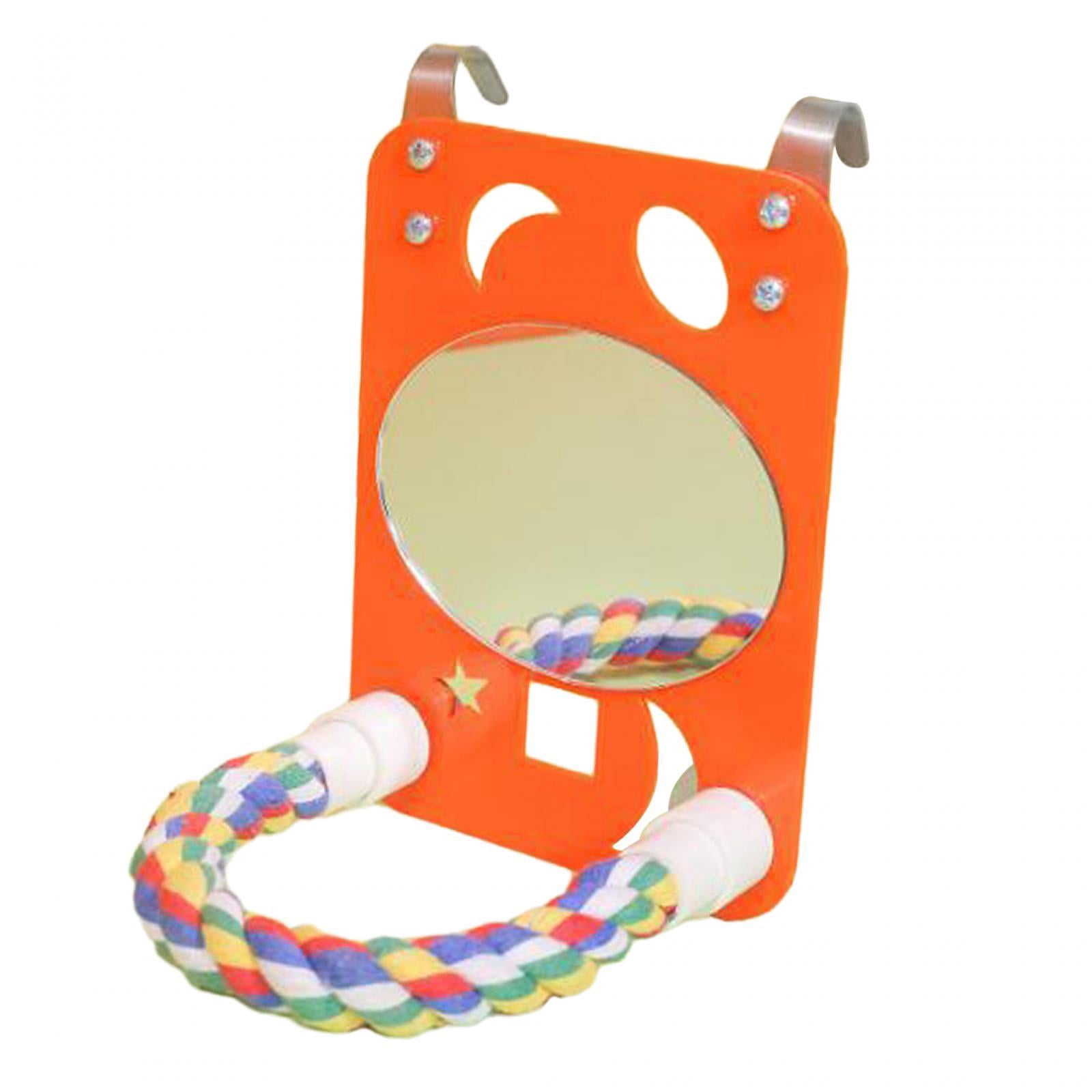 TOOYFUL 7 inch Bird Mirror with Rope Perch Bird Toy Pet Supplies, Exercise Fun Playing Cage Accessories Parrot Cage Toy for Lovebirds