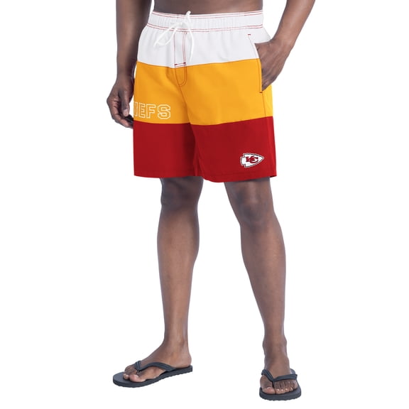 Men's G-III Sports by Carl Banks  Red/Gold Kansas City Chiefs Sunrise Volley Swim Shorts