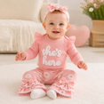 thumbnail image 3 of Enyan Newborn Baby Girl Fall Winter Outfit Long Sleeve Romper Floral Daisy Flare Pants and Headband Clothing Set（Size Newborn）, 3 of 8