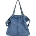 Xiao Hua Bolso de mano para mujer , bandolera vaquera, bolso informal, cartera de gran capacidad, color azul