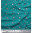 thumbnail image 1 of Soimoi Green Poly Georgette Fabric Red & Blue Star Print Fabric by the Yard 42 Inch Wide, 1 of 3
