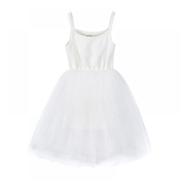 Summer Kids Girls Solid Sling Dresses Mesh Puffy Children Girl Birthday Party Dress Toddler Baby Princess Dress ,1-8T