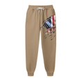 thumbnail image 5 of Men's Spring and Fall Sports Fitness Solid Color Trousers, Loose Running Casual Large Size Flag Print Sweatpants Cotton for Athletic Wear,Khaki,4XL, 5 of 6