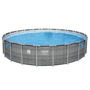 Coleman Power Steel 22’x52” Metal Frame Above Ground Pool w/ Pump, Ladder, Cover, Gray