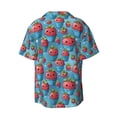 thumbnail image 6 of Lsque Cute Strawberry Flower Pot print Men's Cuban Collar Short Sleeve Shirt Summer Beachwear Casual Button Down Fashionable Vacation Leisure Shirt-Medium, 6 of 7