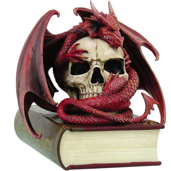 Pacific Giftware Anne Stokes Collection Red Blood Dragon Contemplation Skull Sculptural Trinket Box 8.5H