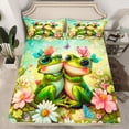 thumbnail image 2 of Manfei Cute Animal Frogs Boy Girl 4 Pieces Queen Sheet Sets,Spring Garden Ultra Soft Flat Sheet,Valentine Couple Lover Queen Fitted Sheet,Lightweight Room Decor, 2 of 7