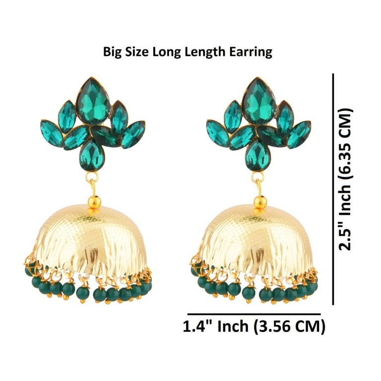 Efulgenz Indian Oxidized Jewellery Antique Jhumka Jhumki Floral Earrings with Ear Support Chain Hair Accessories for Women Walmart