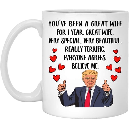 1st Anniversary Wedding Gifts for Her Funny Aniversario Mug for Great Wife for 1 Year from Husband Ceramic Coffee Cup White 11oz