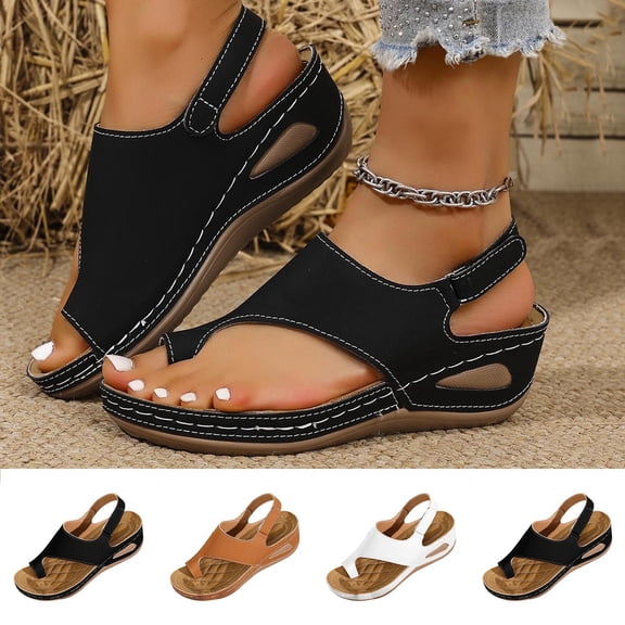 Shoes for Women Women's Fashionable Casual Plus-Size Wedge Heel Height-Increasing Shoes Spring/Summer Style Trendy And Comfortable Beach Sandals Black 43