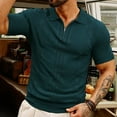thumbnail image 6 of Men's Knit Golf T-Shirt Vintage 1/4 Zipper Preppy Style Tennis Shirts Summer Casual Short Sleeve Sweater Tops, 6 of 7