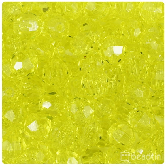 BeadTin Yellow Transparent 12mm Faceted Round Craft Beads (180pcs)