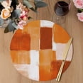 thumbnail image 3 of Burnt Orange Geometric Round 13 Inch Placemats Set of 6, Watercolor Ombre Modern Abstract Art HeatResistant Non Slip Place Mats for Dining Table, Wipeable Braided Kitchen Table Mats for Housewarming, 3 of 9