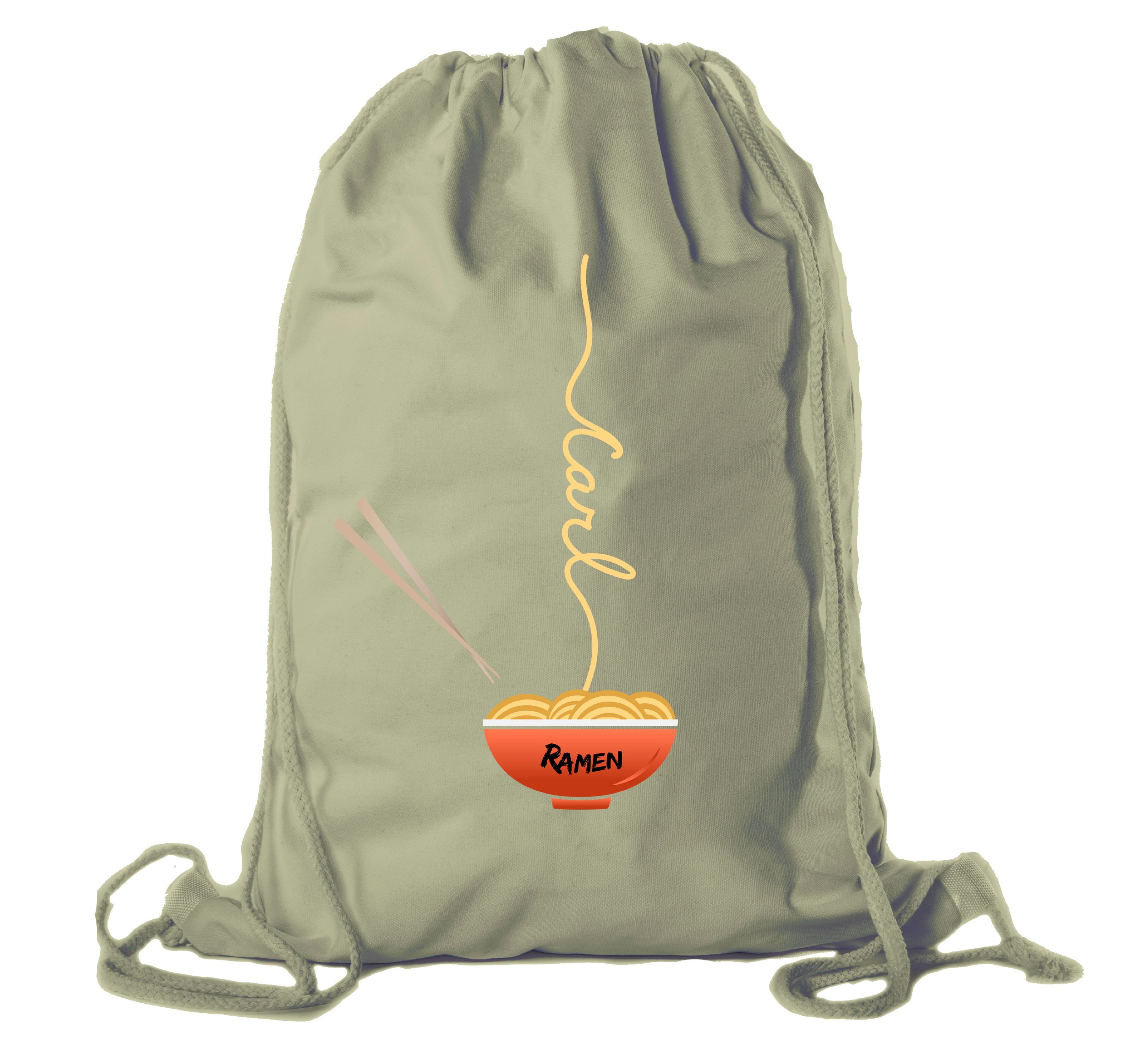 Ramen noodle Backpack Personalized Drawstring Bag Cotton Canvas Cinch