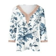 thumbnail image 4 of BangWanChi Womens Summer Tops with Sleeves Women's Summer Printed Pullover V-Neck Lace T-Shirt 3/4 Sleeves Three-quarter Sleeve Top, 4 of 5