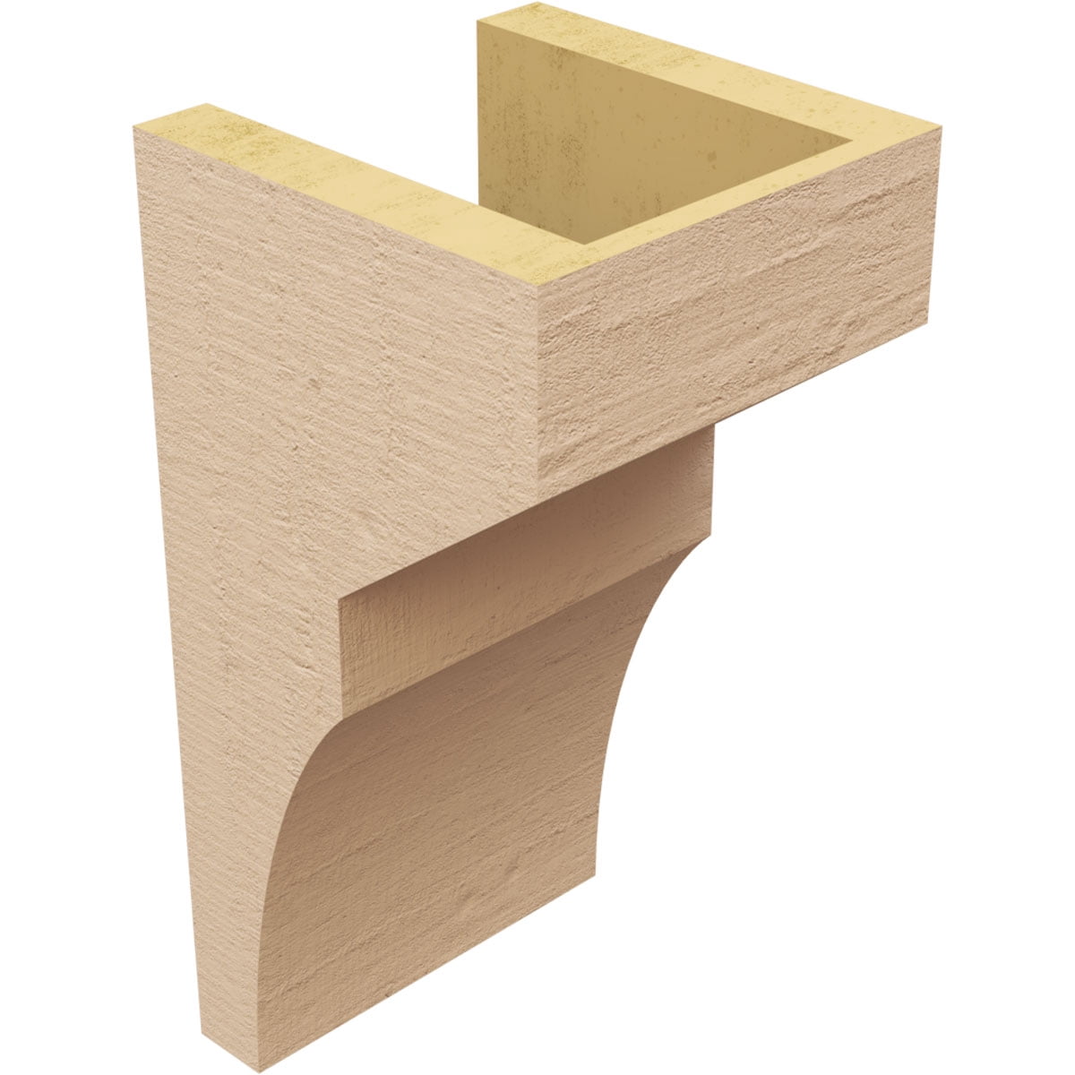 6"W x 6"D x 12"H Wide Monterey Rough Cedar Woodgrain TimberThane Corbel, Primed Tan