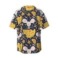 thumbnail image 2 of Vsdgher Mouse Cheese Print Men's Wrinkle Free Untucked Cuban Shirt Business Casual Button Down Shirts Short Sleeve Shirt, 2 of 7